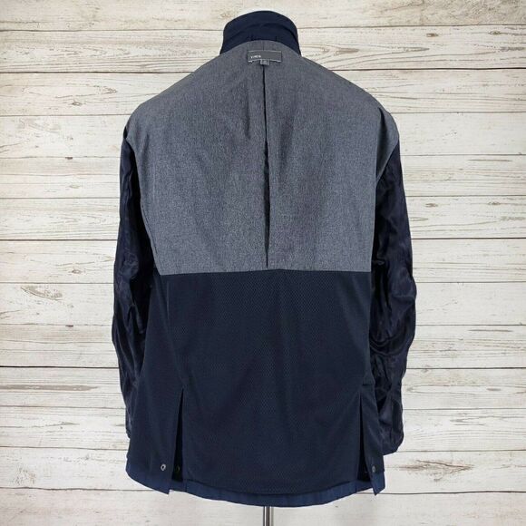 Flaws Vince Tech Blazer 3 Button Full Zip Navy Blue Mens Size 46 Polyester - Picture 8 of 12